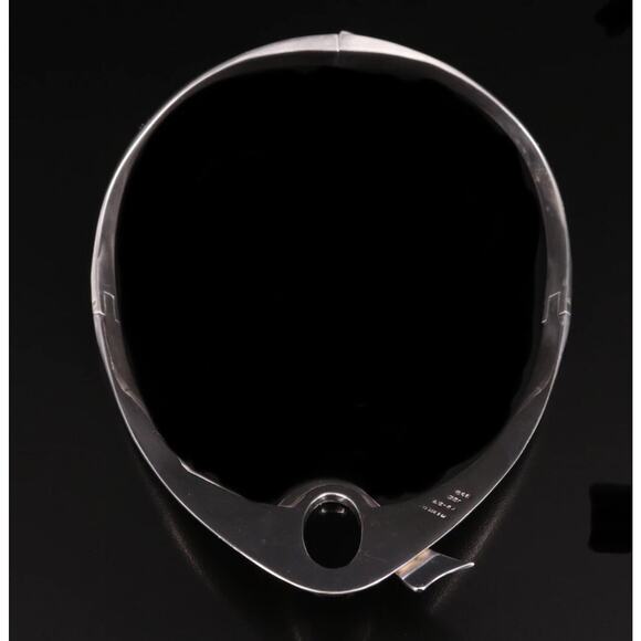 Alicia de la Paz Taxco Mexico 950 Silver Obsidian Modernist Collar Necklace 114g - Picture 7 of 12